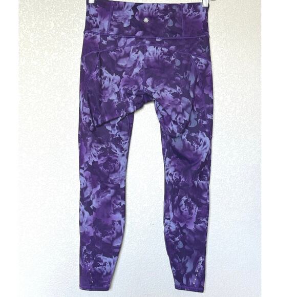 Athleta Printed Rainier Tight Legging Size M Spliced Floral Basalt Violet Purple - Picture 4 of 10